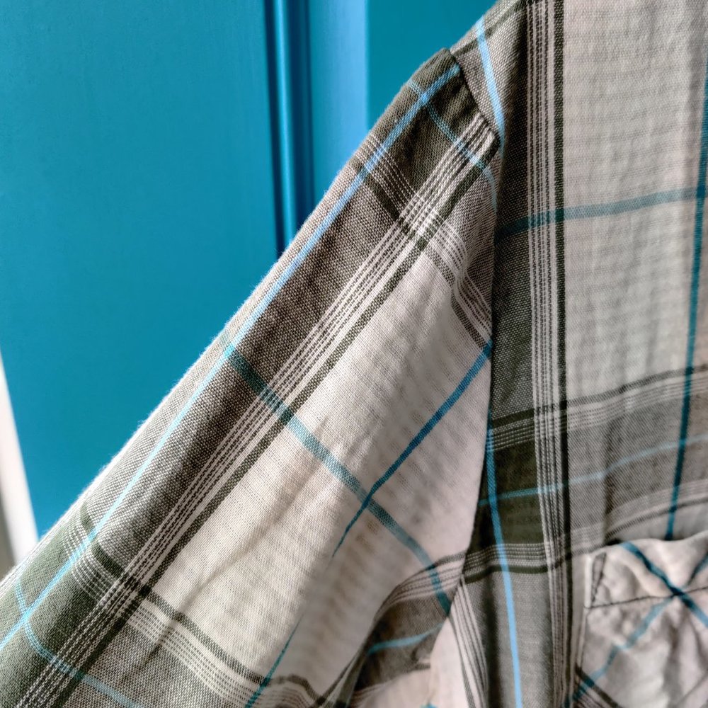 NEW $79 SANCTUARY Button-Up Shirt Green Plaid Med - Picture 3 of 13